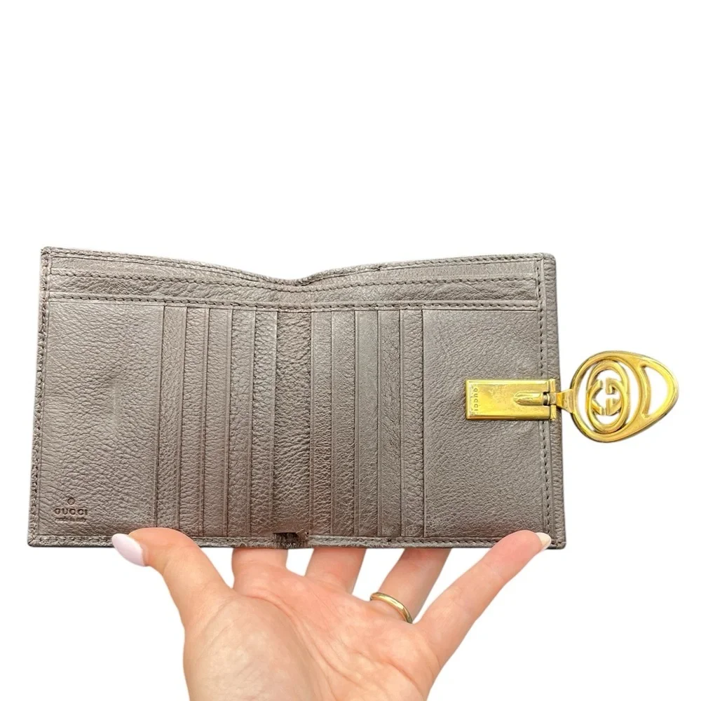 Gucci Brown/Beige GG Canvas & Leather Interlocking Icon French Wallet - Picture 3 of 8